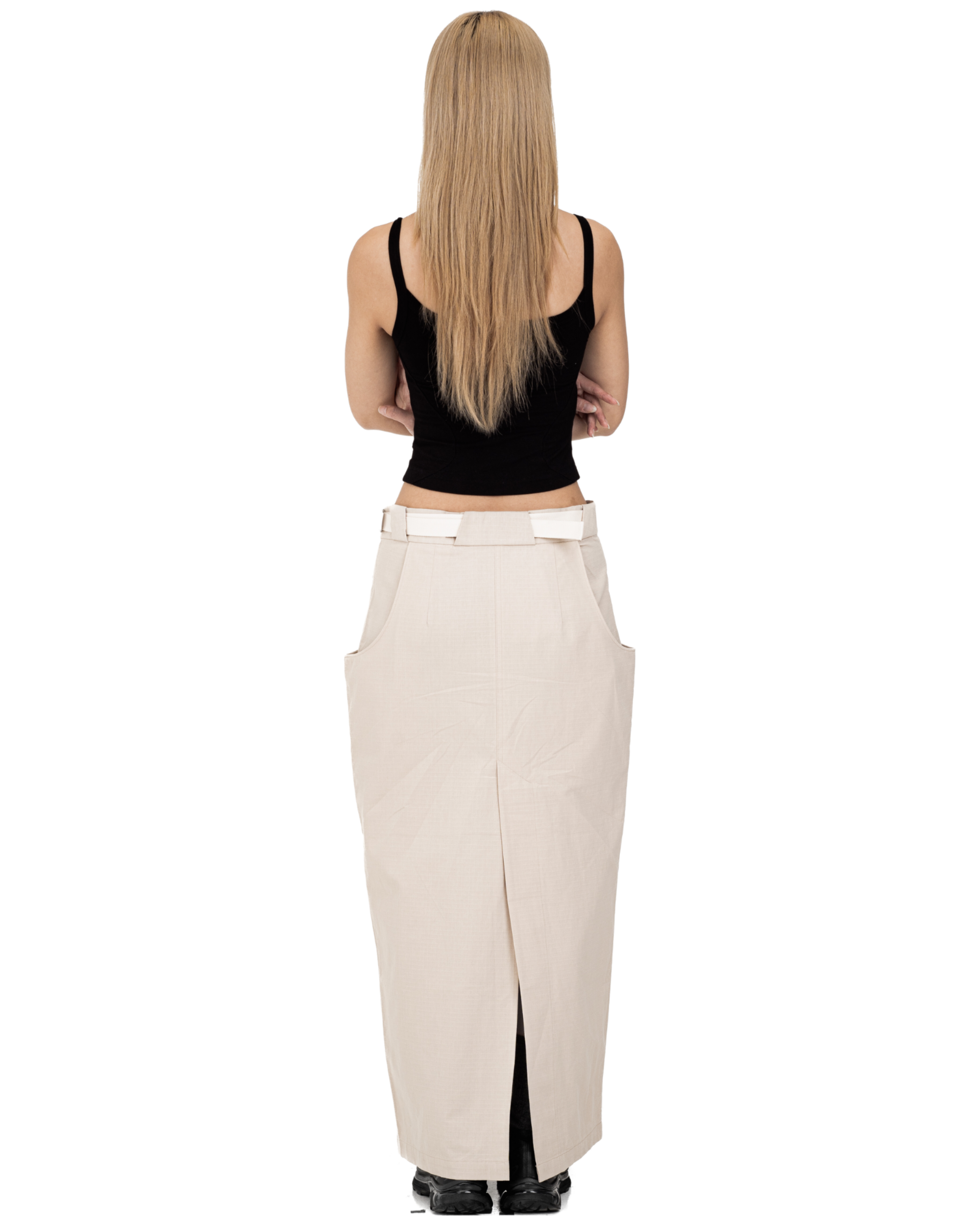 Cotton Ripstop Cargo Maxi Skirt