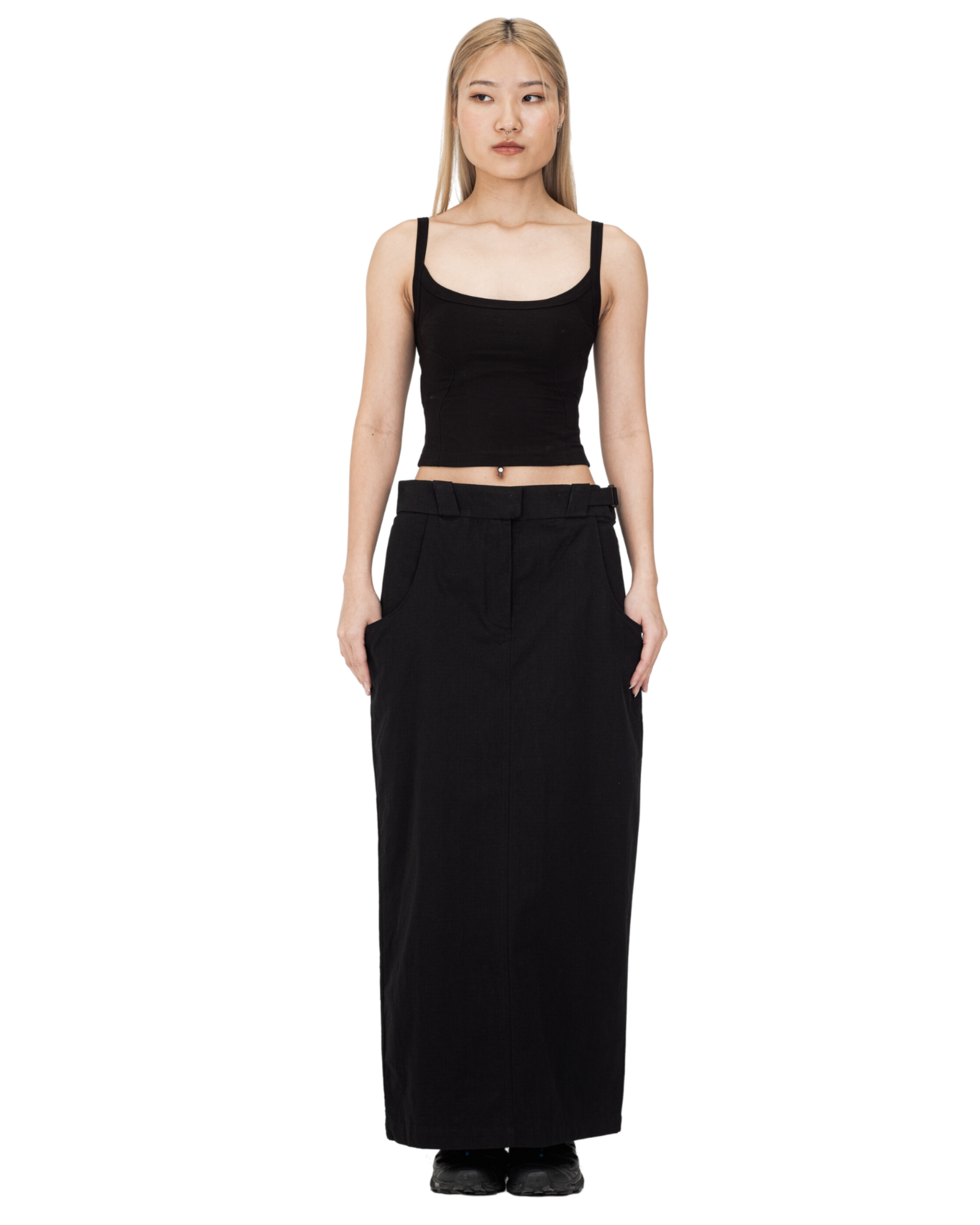Cotton Ripstop Cargo Maxi Skirt