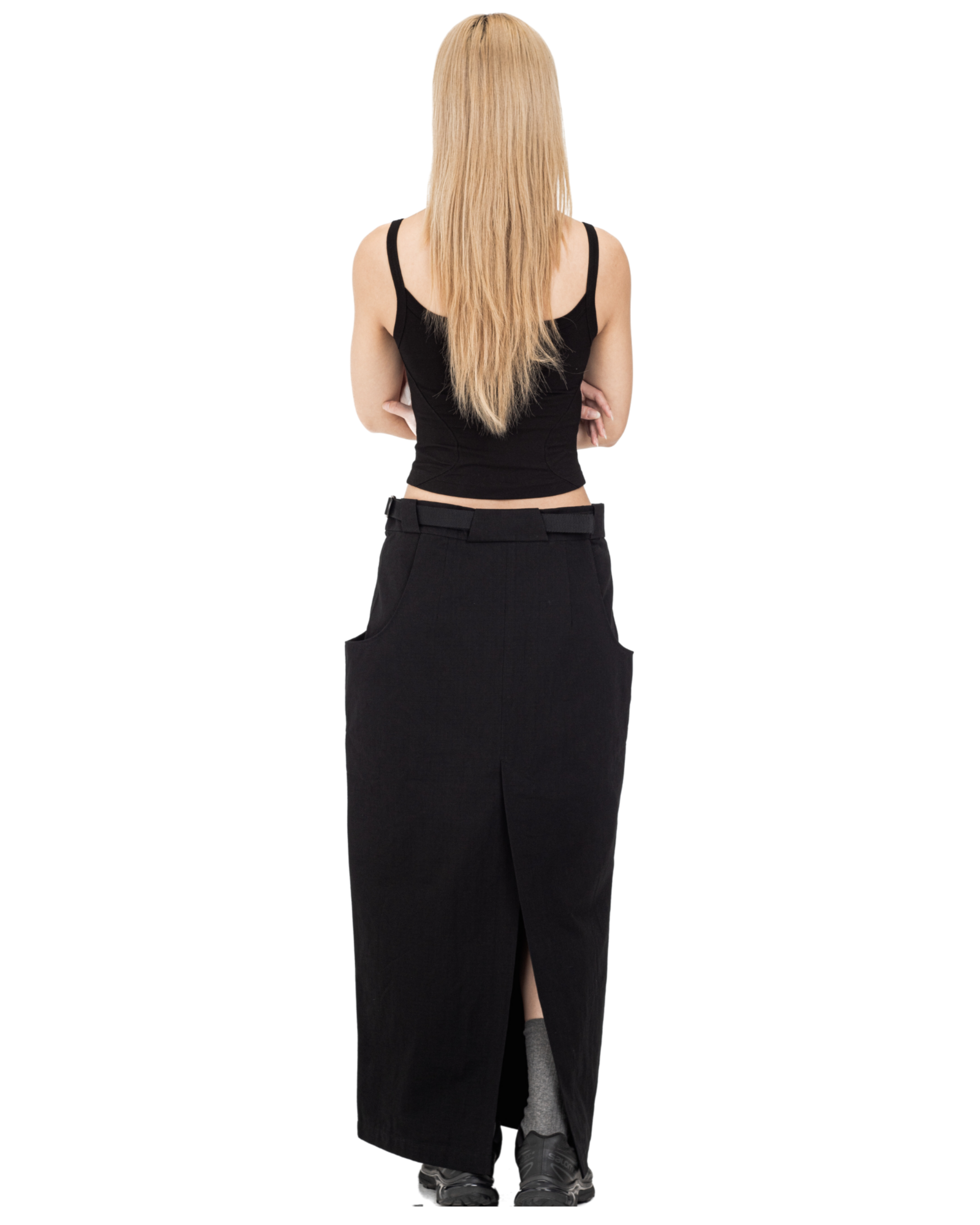 Cotton Ripstop Cargo Maxi Skirt