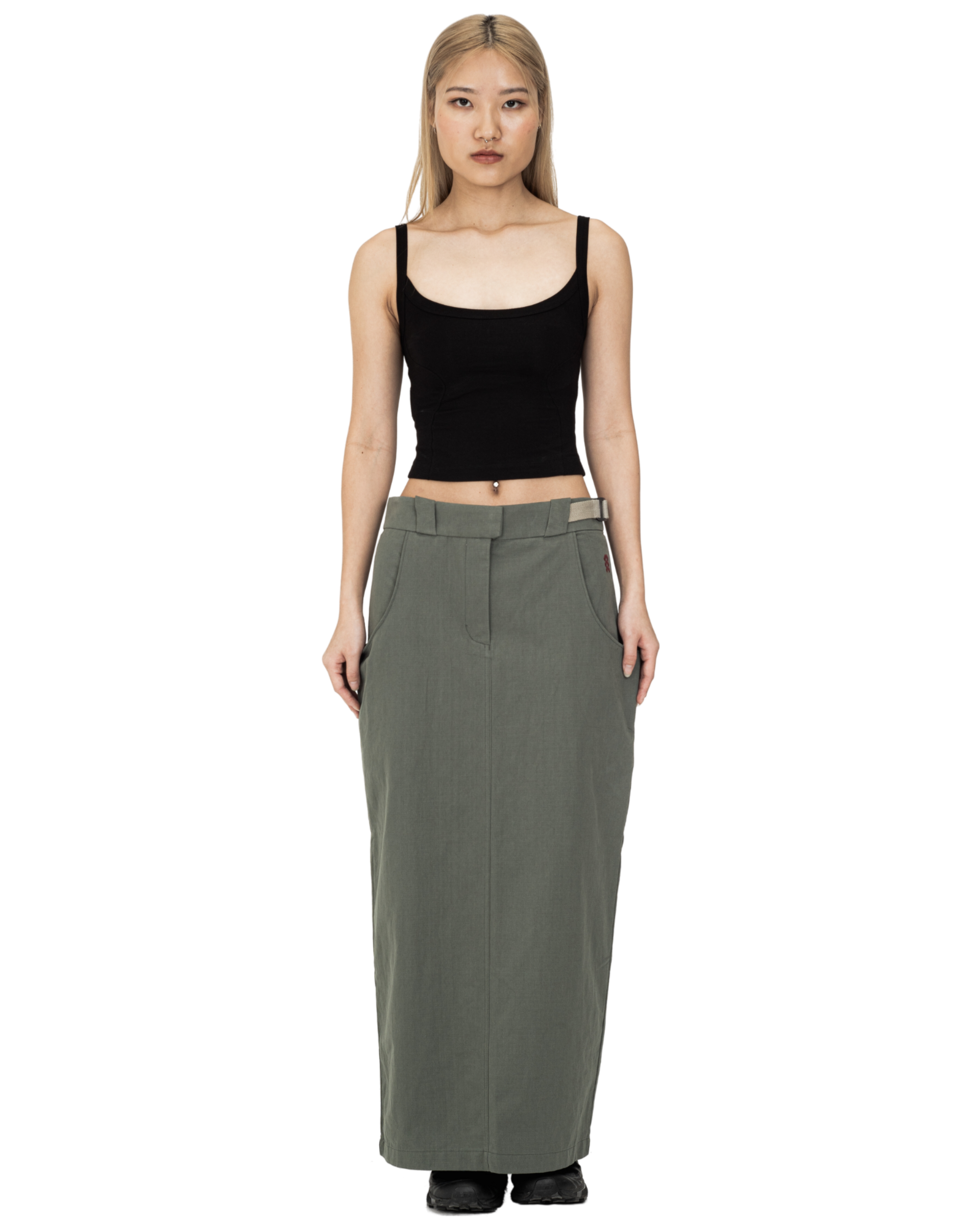 Cotton Ripstop Cargo Maxi Skirt