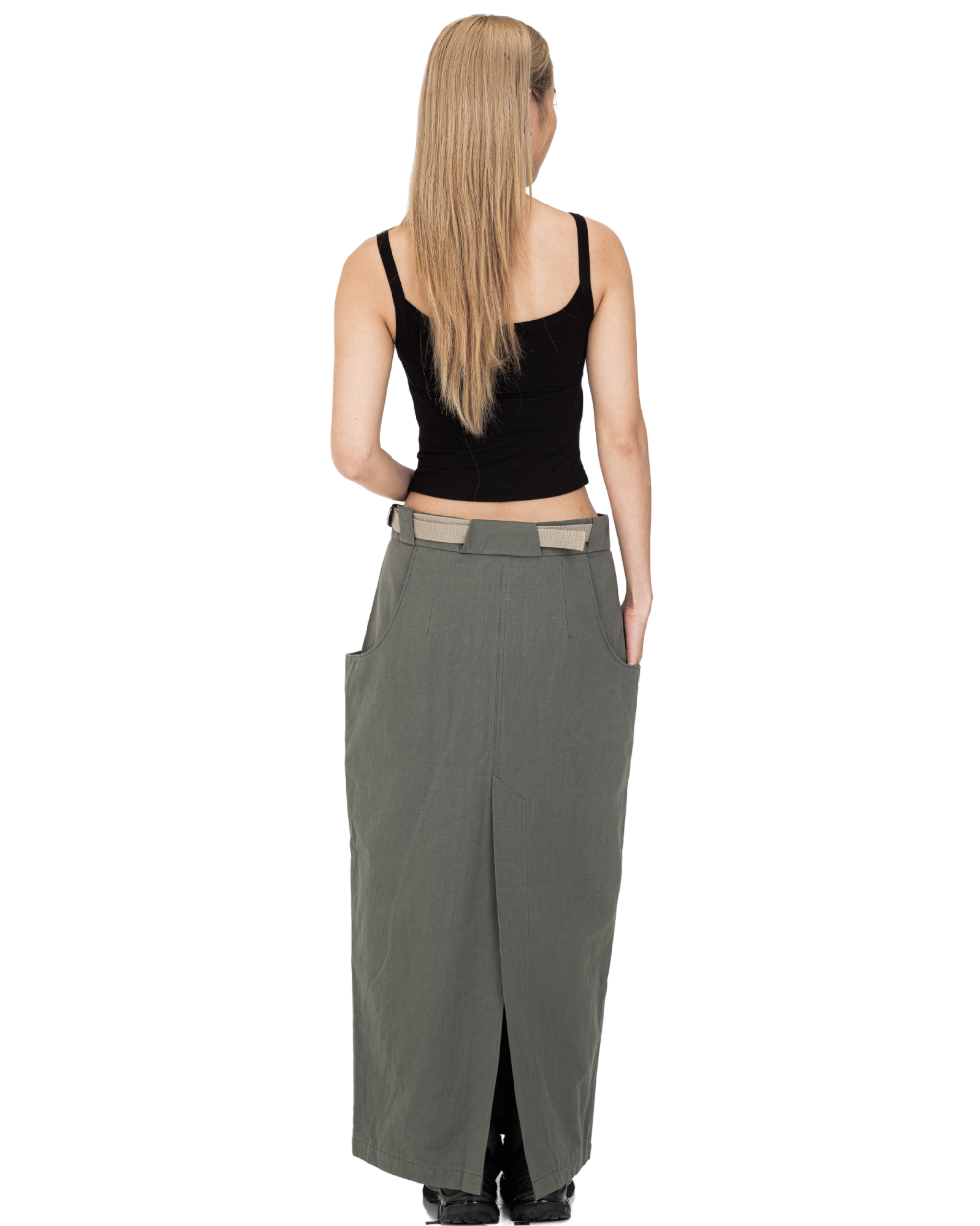 Cotton Ripstop Cargo Maxi Skirt