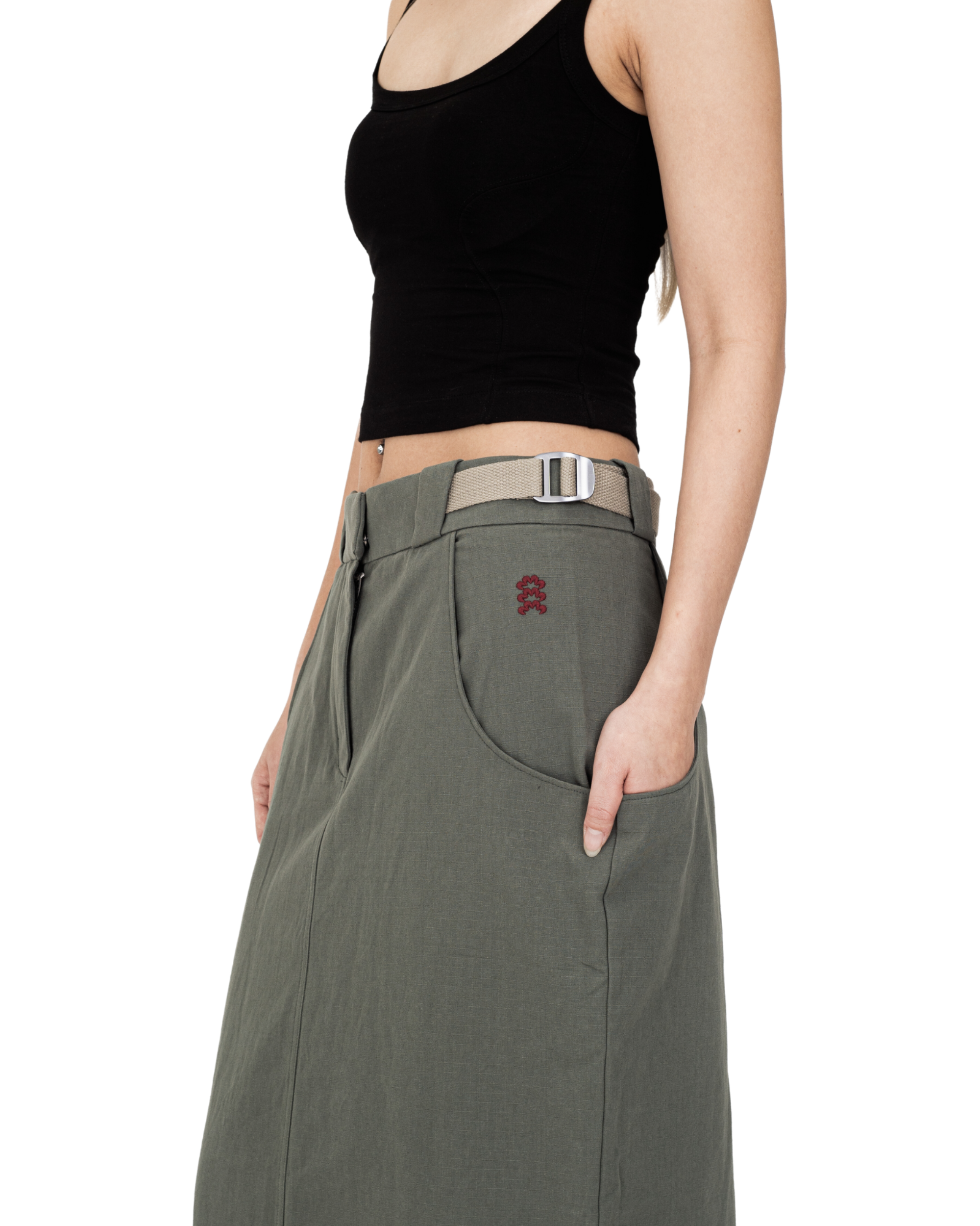 Cotton Ripstop Cargo Maxi Skirt