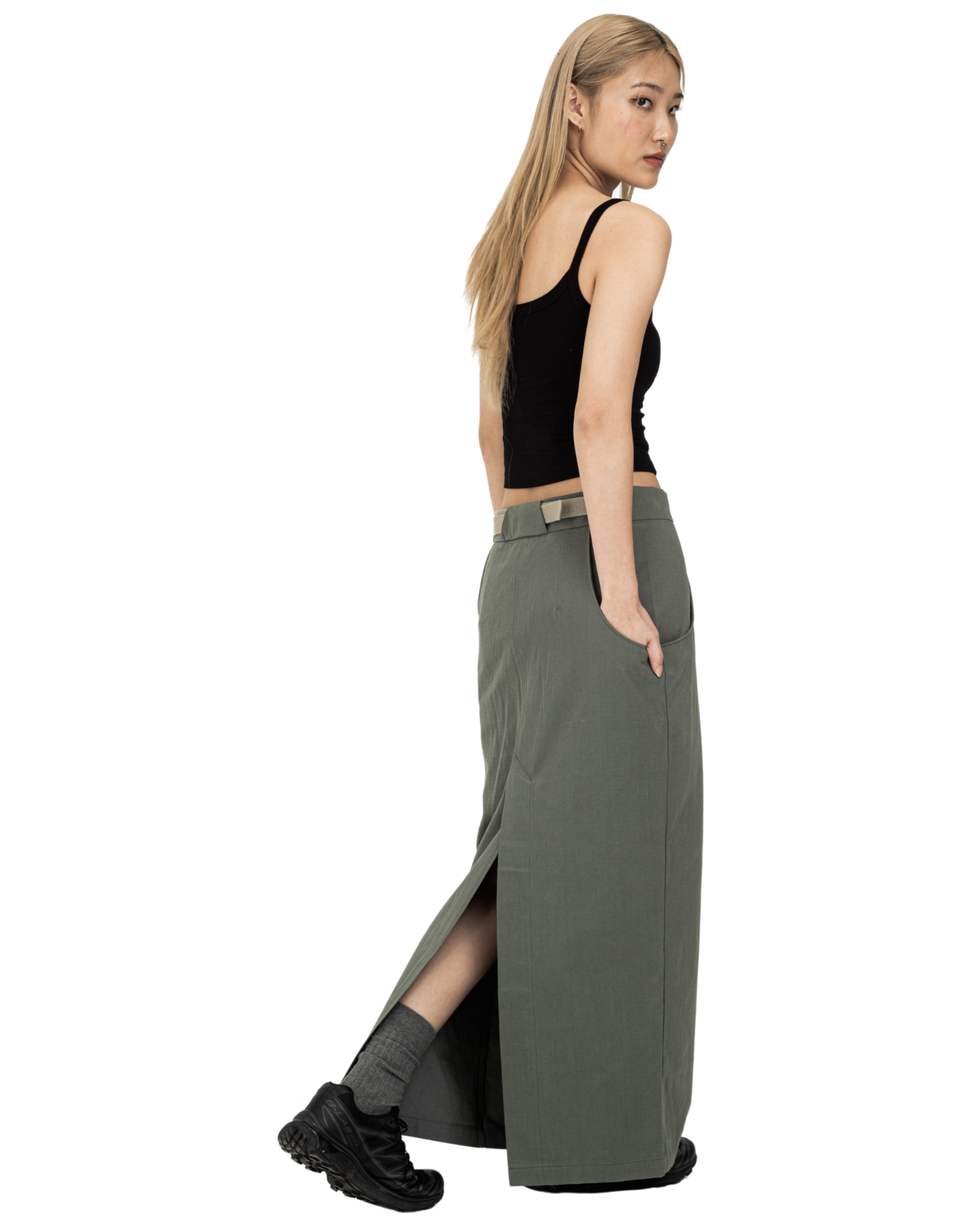 Cotton Ripstop Cargo Maxi Skirt