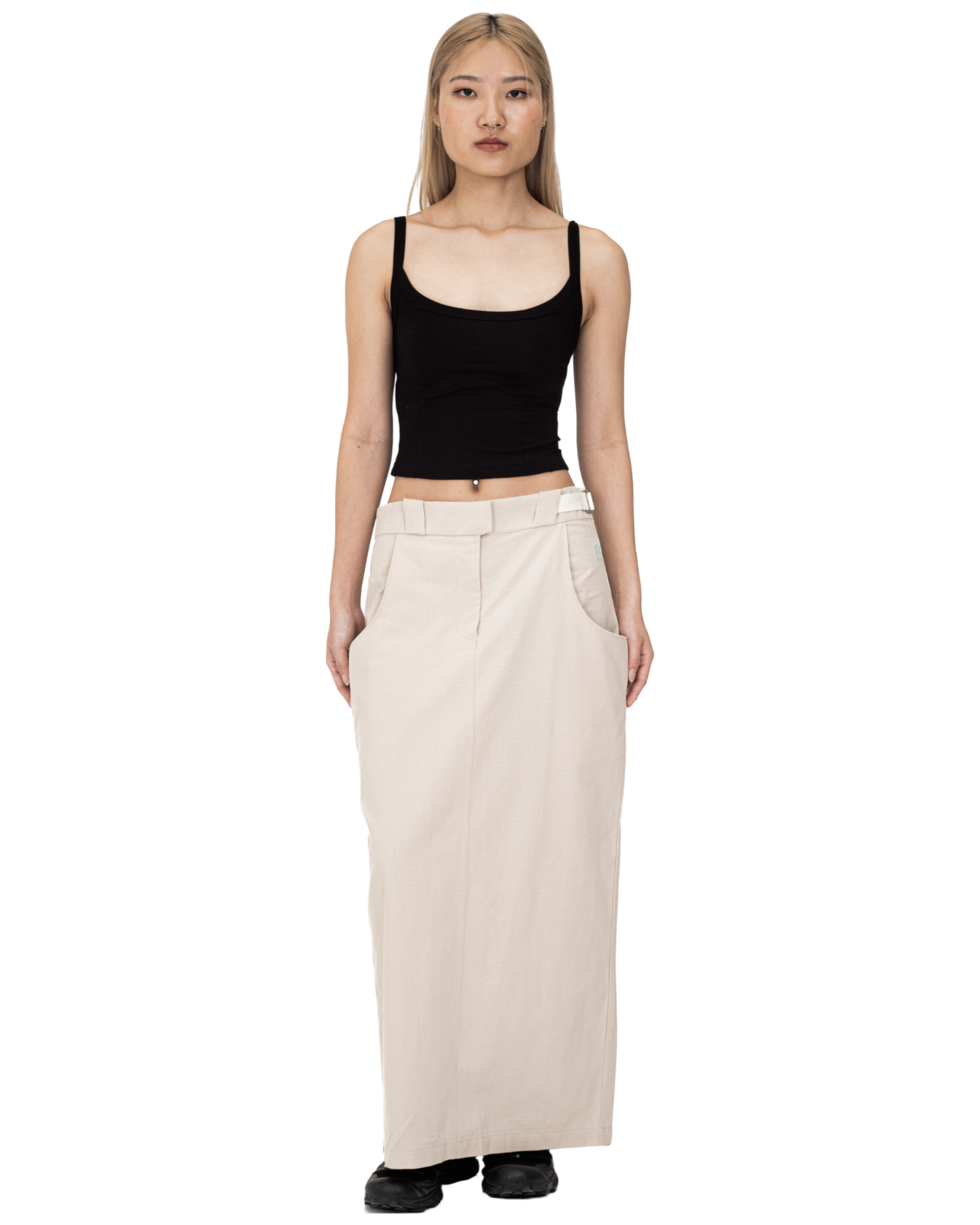 Cotton Ripstop Cargo Maxi Skirt