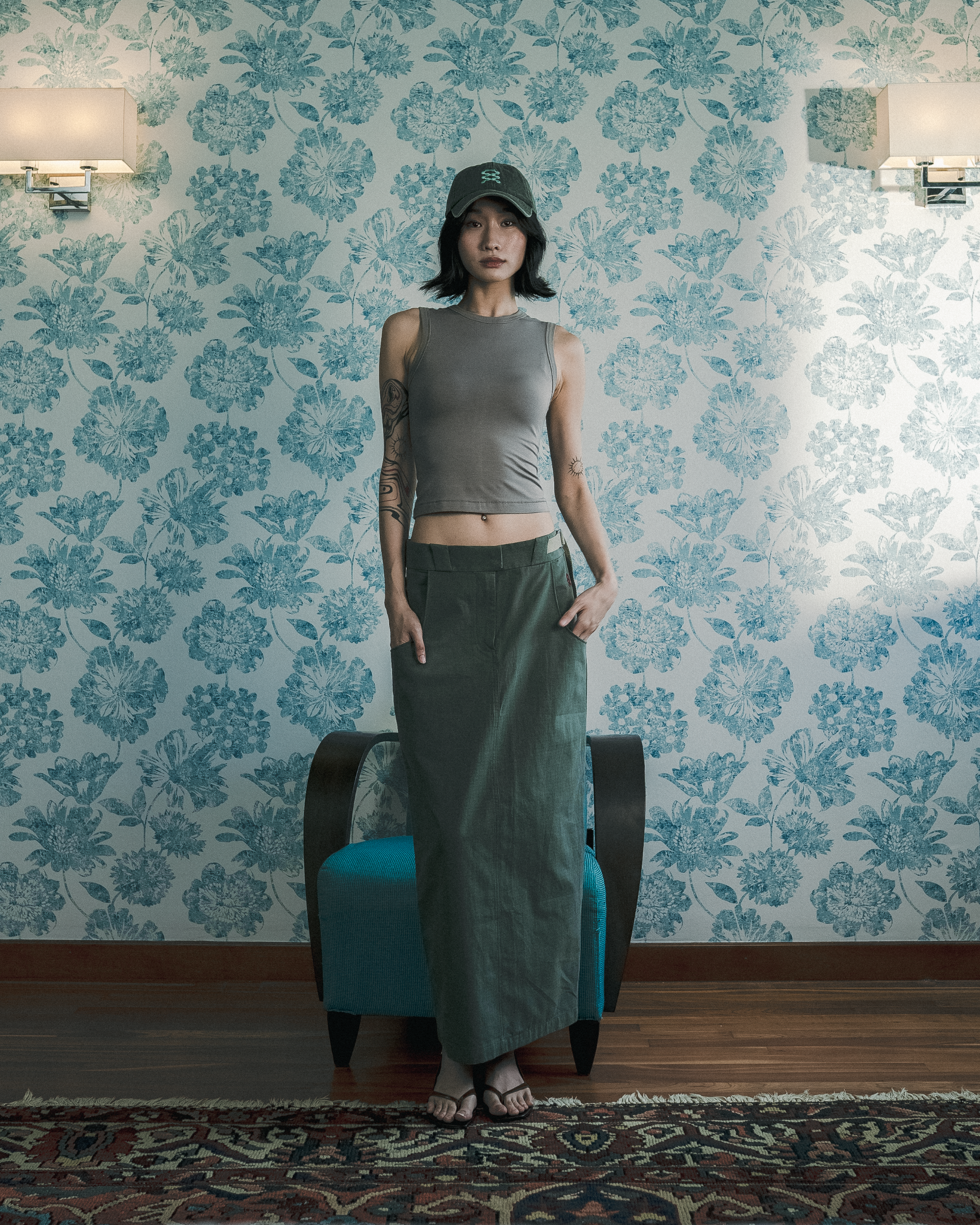 Cotton Ripstop Cargo Maxi Skirt
