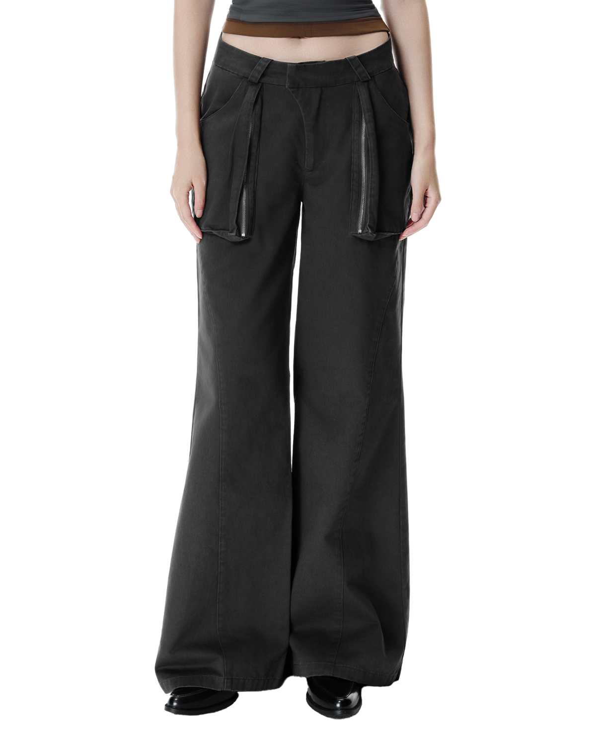 Aris Cargo Pants in Grey, front view on model