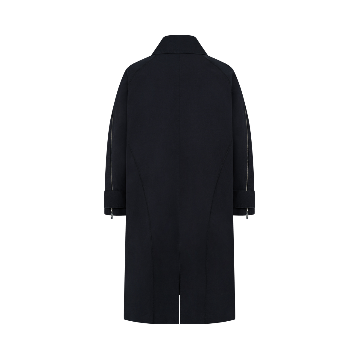 Arka Cargo Trench Coat in Grey, flat lay, back