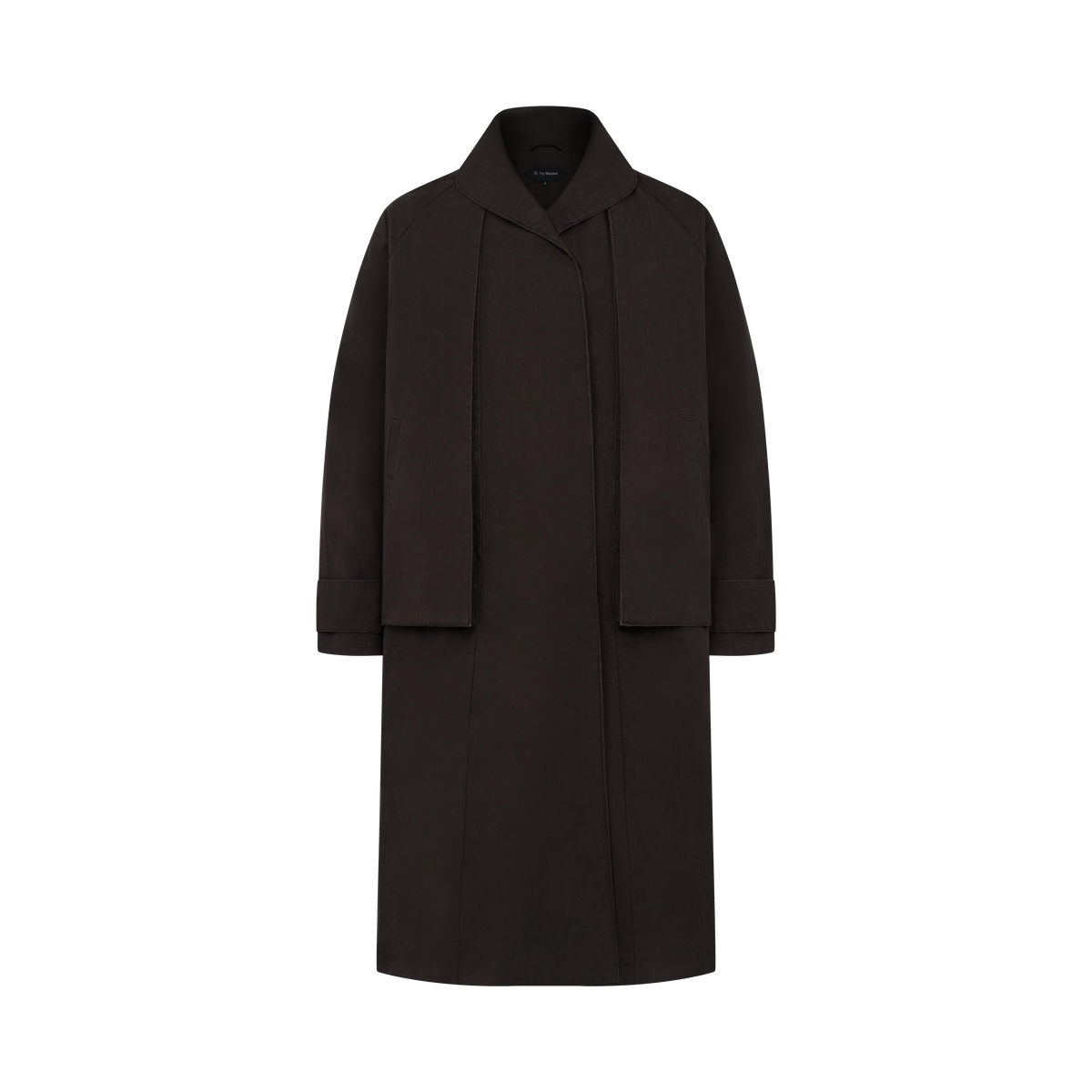 Arka Cargo Trench Coat in Brown, flat lay, front
