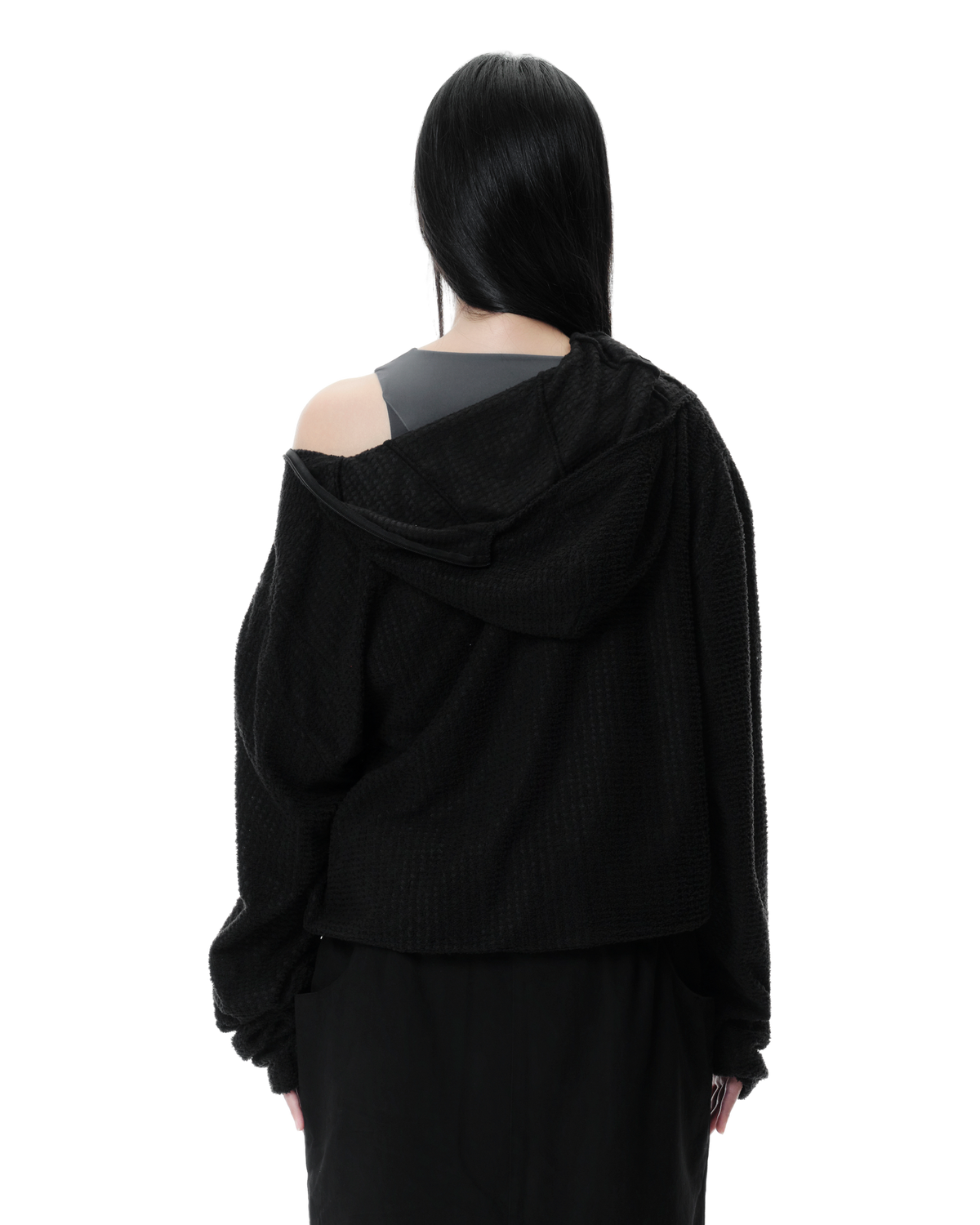 Kyne THERMOLITE® Balaclava Fleece in Black, back view on model