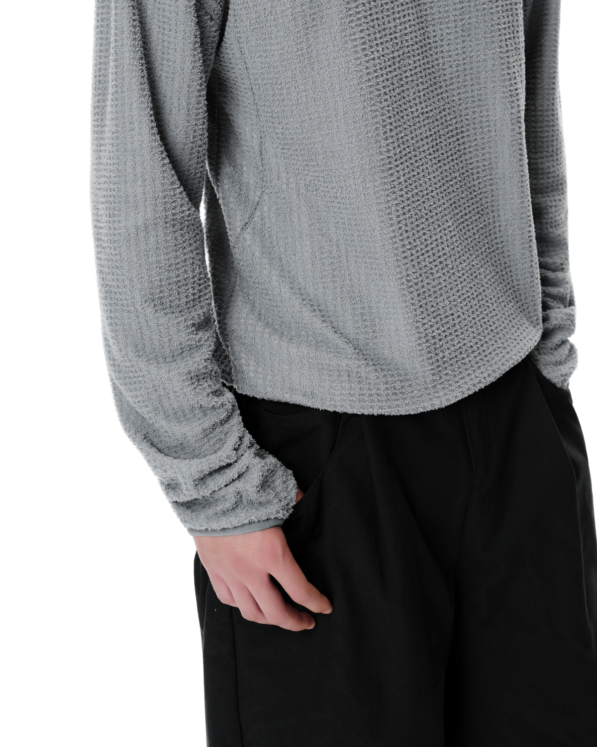 Kyne THERMOLITE® Balaclava Fleece in Slate Grey, detail view on model