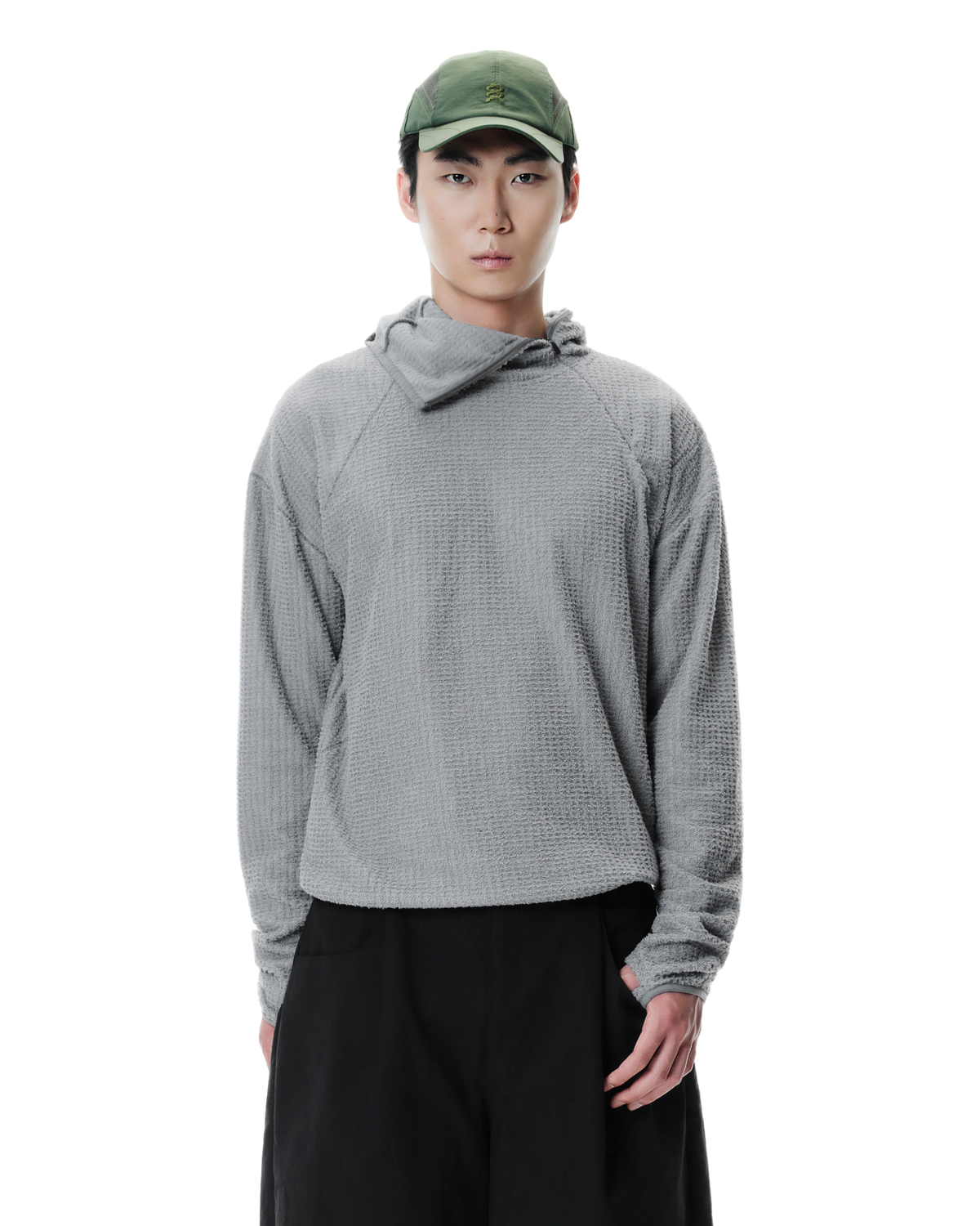 Kyne THERMOLITE® Balaclava Fleece in Slate Grey, front view on model