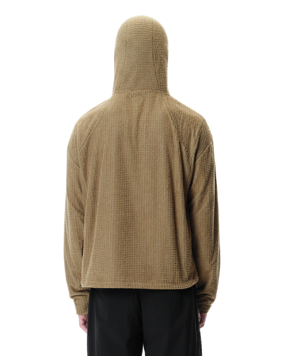 Kyne THERMOLITE® Balaclava Fleece in Camel Khaki, back view on model