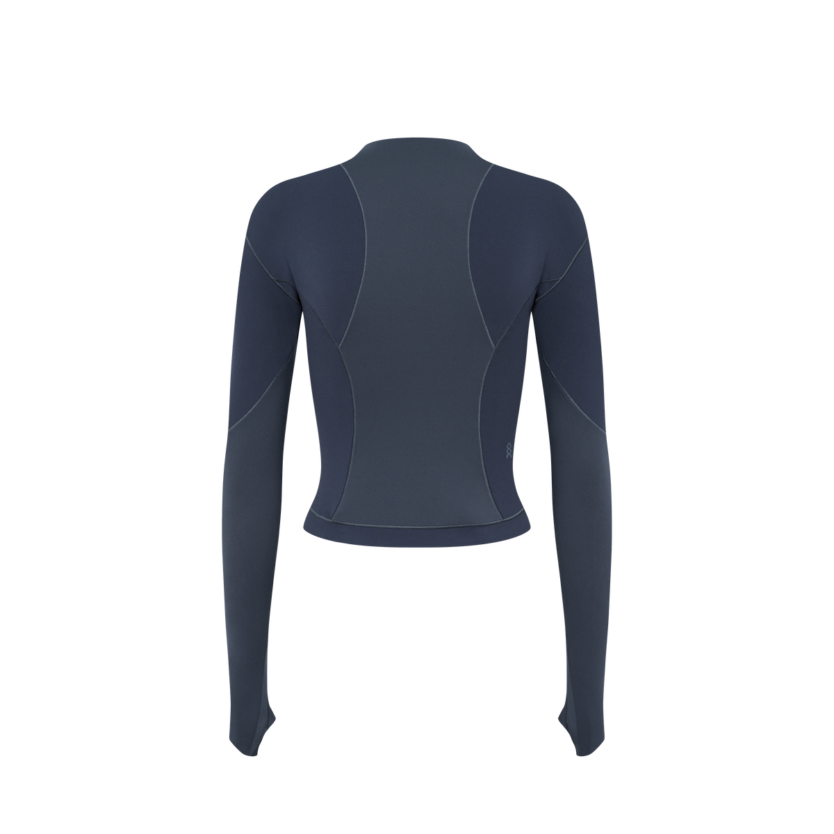Mora Active Top in Grey Blue, flat lay, back