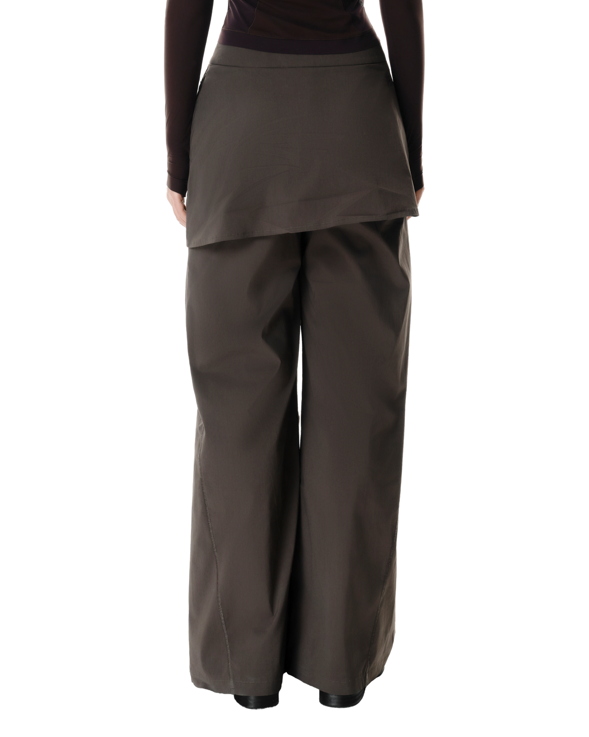 Neo Skort Pants in Brown, back view on model