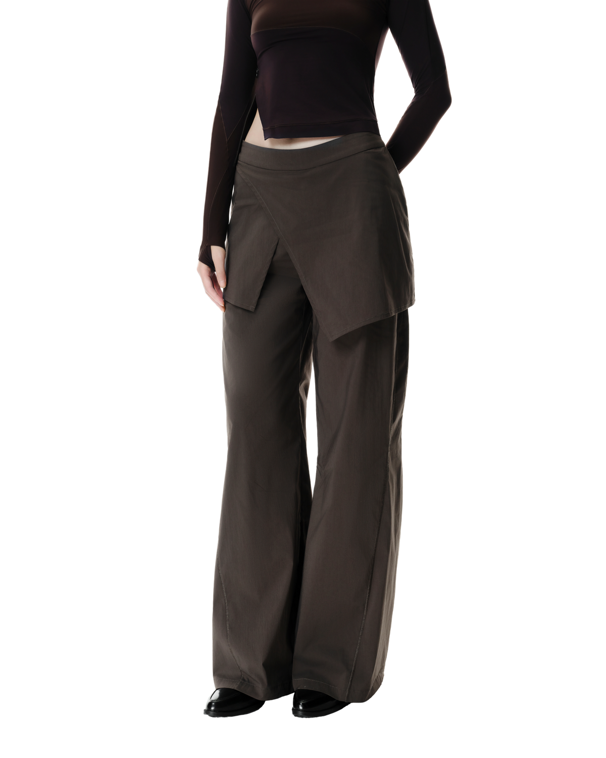 Neo Skort Pants in Brown, front view on model