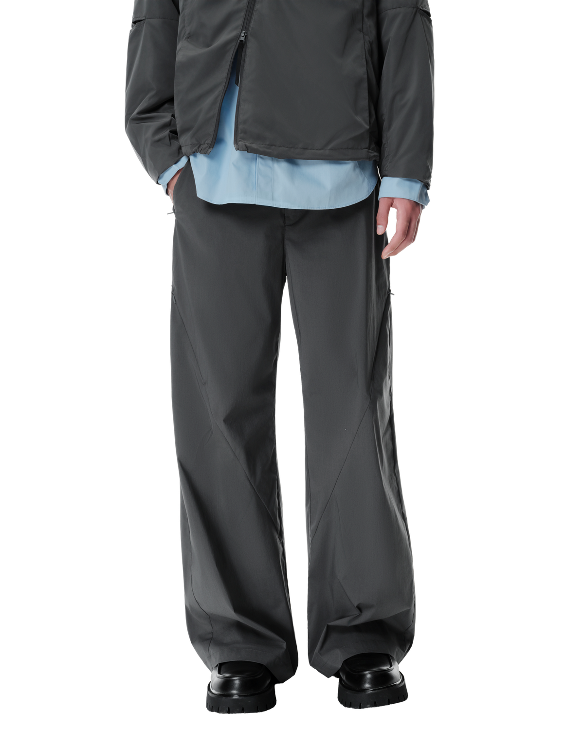 Osse Technical Pants in Grey, front view on model