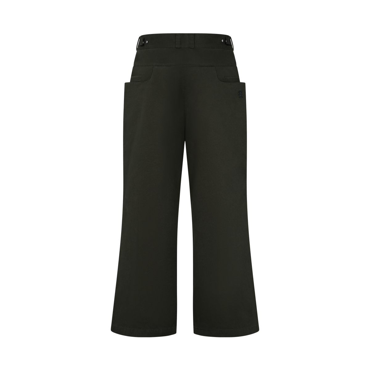 Ryg Pleated Trousers in Washed Olive Khaki, flat lay, front