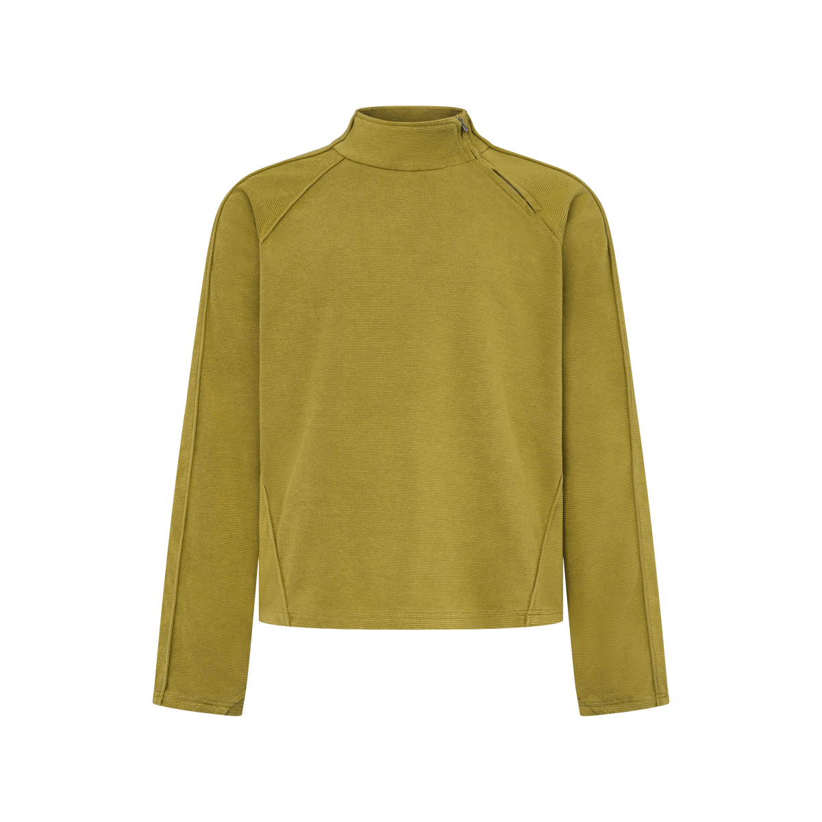 Talus Half-Zip Pullover in Lichen Yellow, flat lay, front