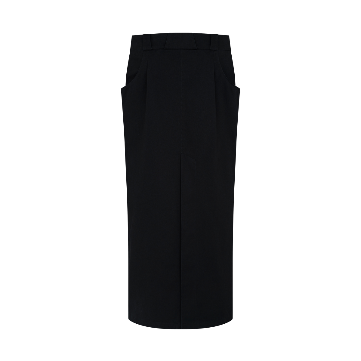 Vea Column Skirt in Black, flat lay, back