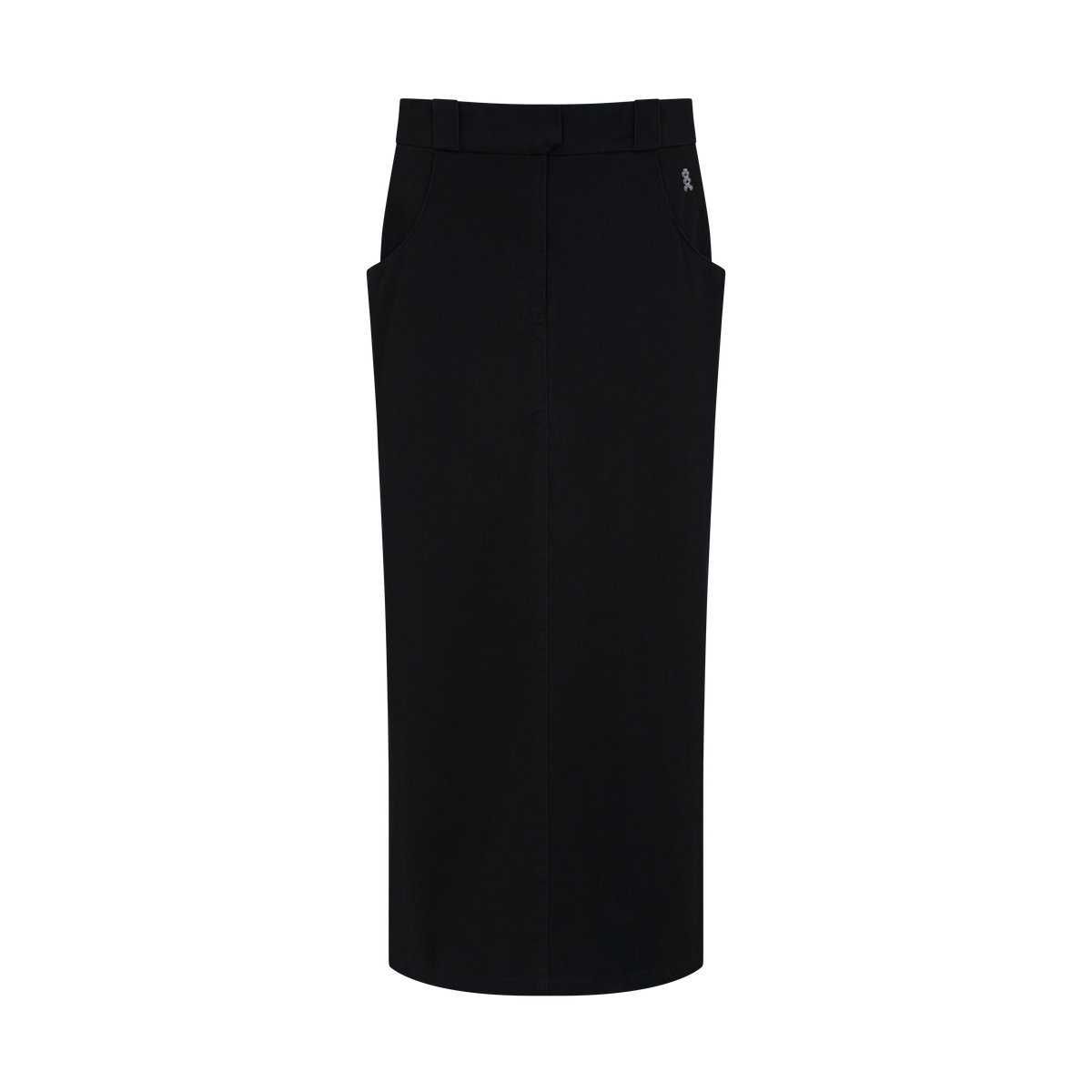 Vea Column Skirt in Black, flat lay, front