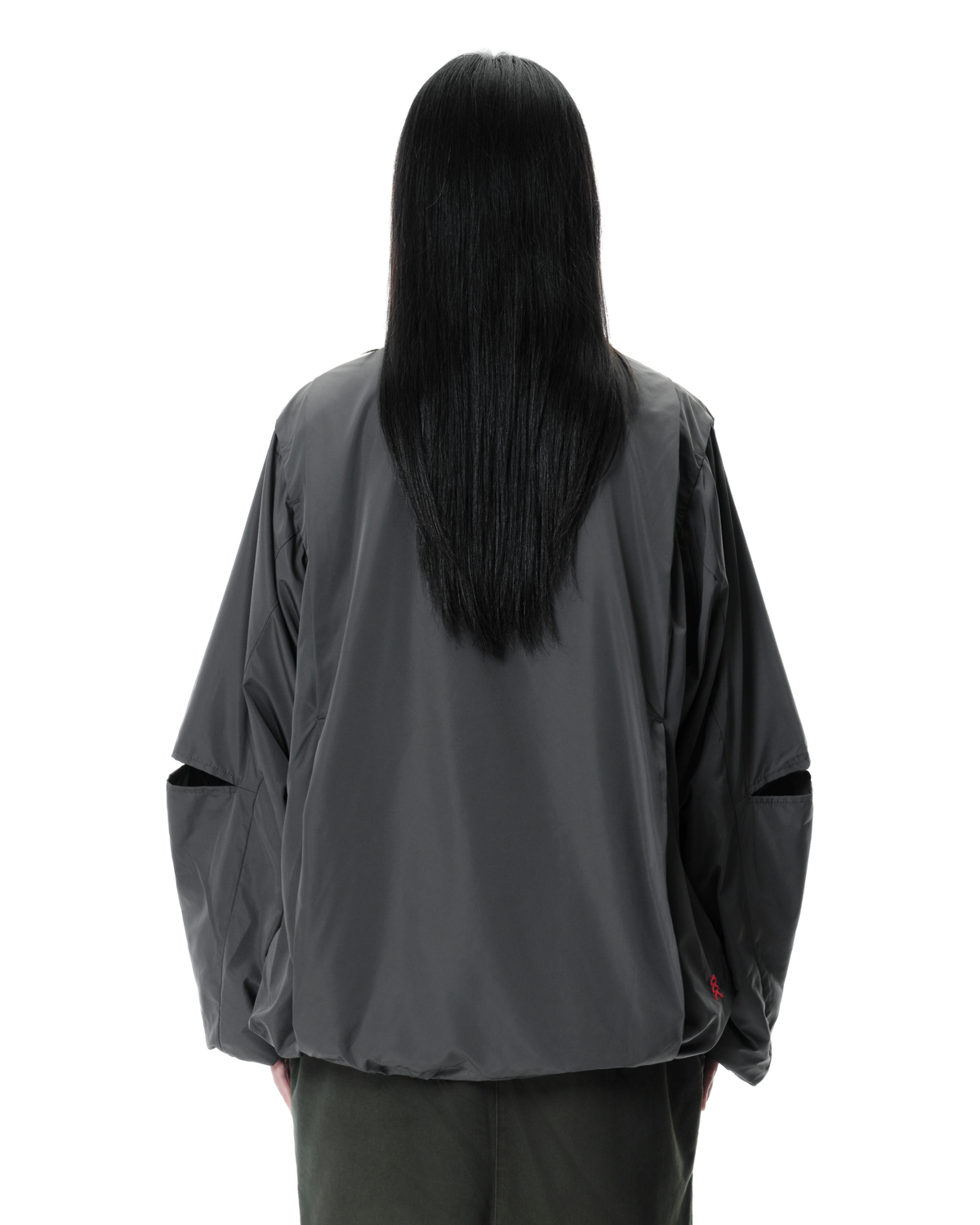 Vex Windbreaker in Grey, back view on model